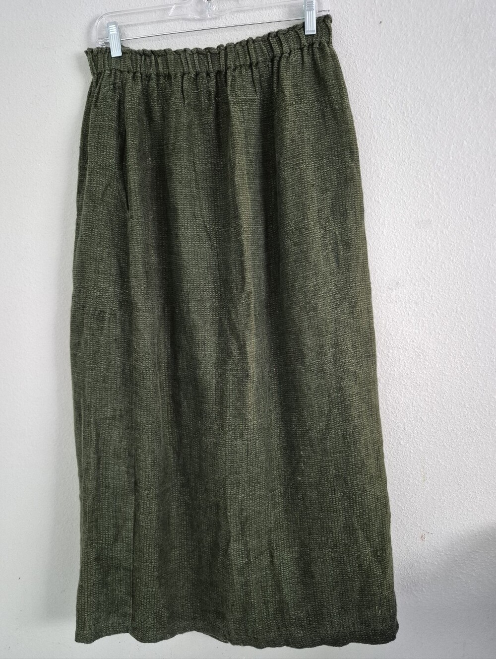 Flax By Jeanne Engelhart Vintage Linen Forest Green Maxi Skirt** L Earthy Boho - Picture 6 of 13